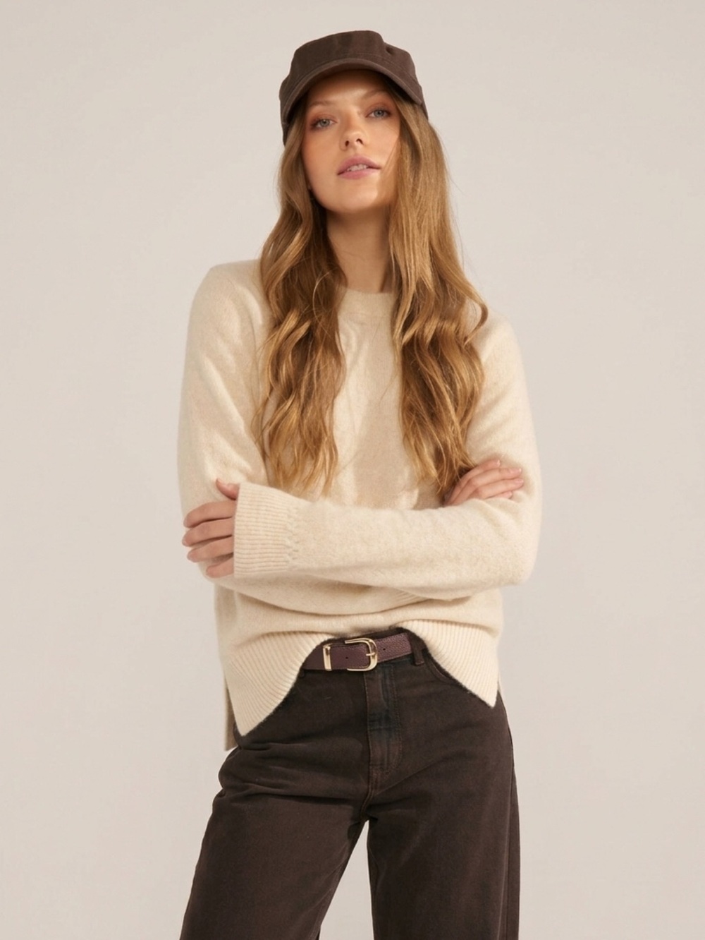NWT Numph Nuriette Alpaca Wool Wide Sleeve Pullover Knit Boxy Sweater Cream S